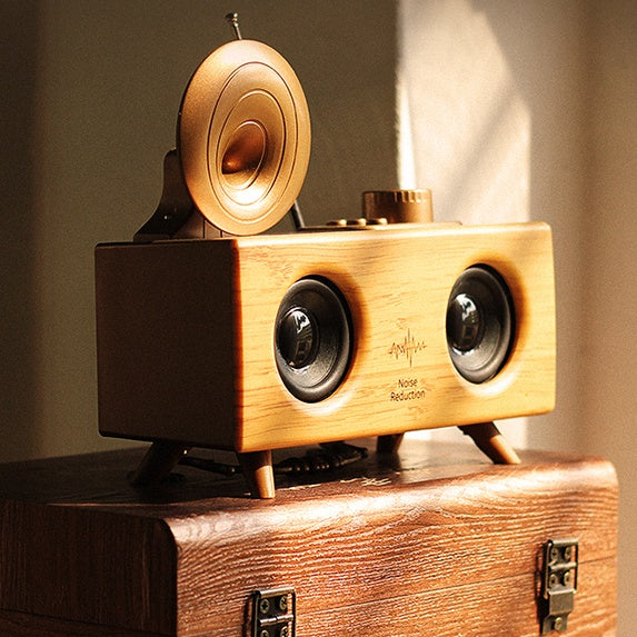 Retro Wood-Grain Bluetooth Speaker with FM Radio