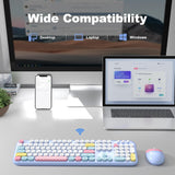 Wireless Keyboard & Mouse Combo - Silent Click, Colorful 104 Keys