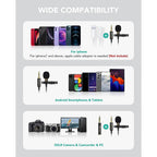 16 Feet Single Head Lavalier Lapel Microphone Omnidirectional Condenser Mic