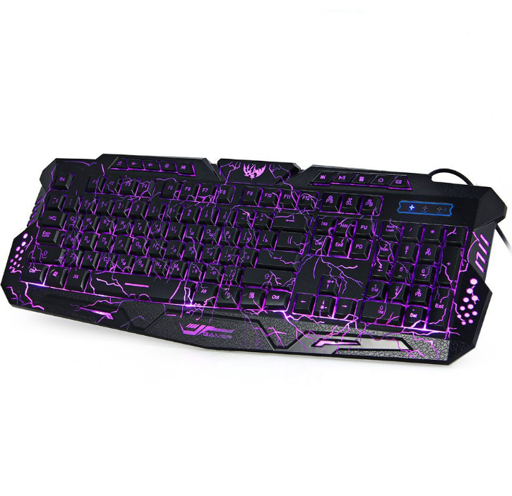 J10 Tricolor Backlight Wired Gaming Keyboard and Mouse Set with Colorful LED Lighting and Russian Layout