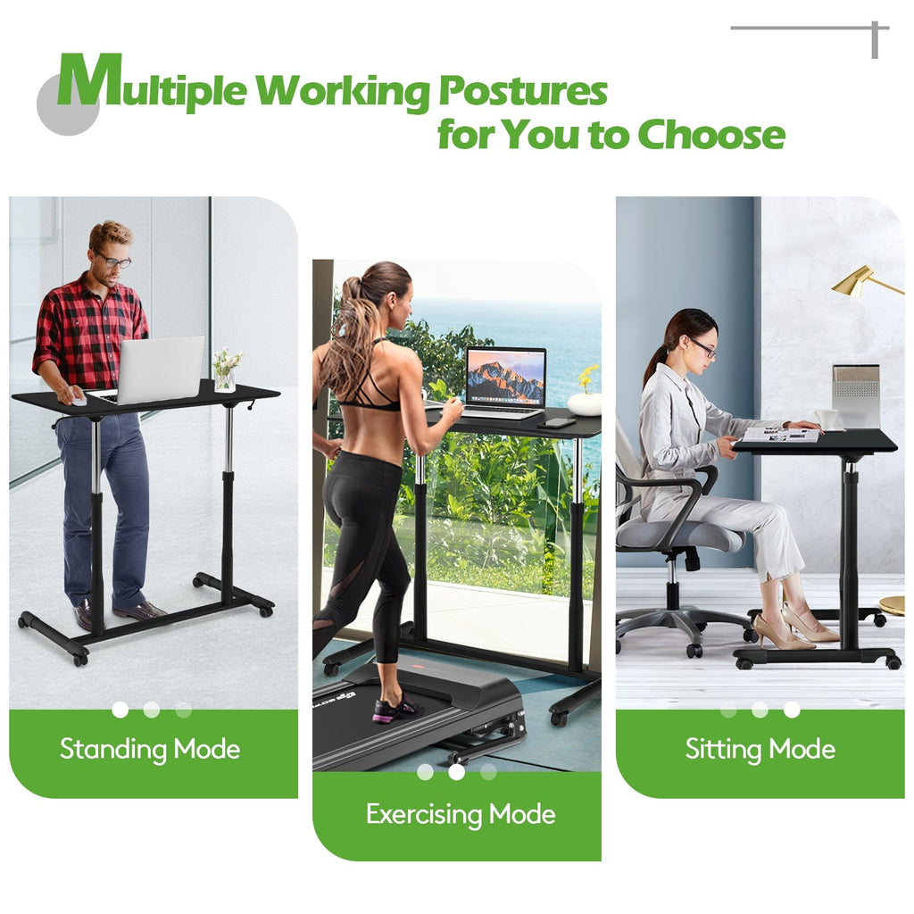 Height Adjustable Computer Desk Sit to Stand Rolling