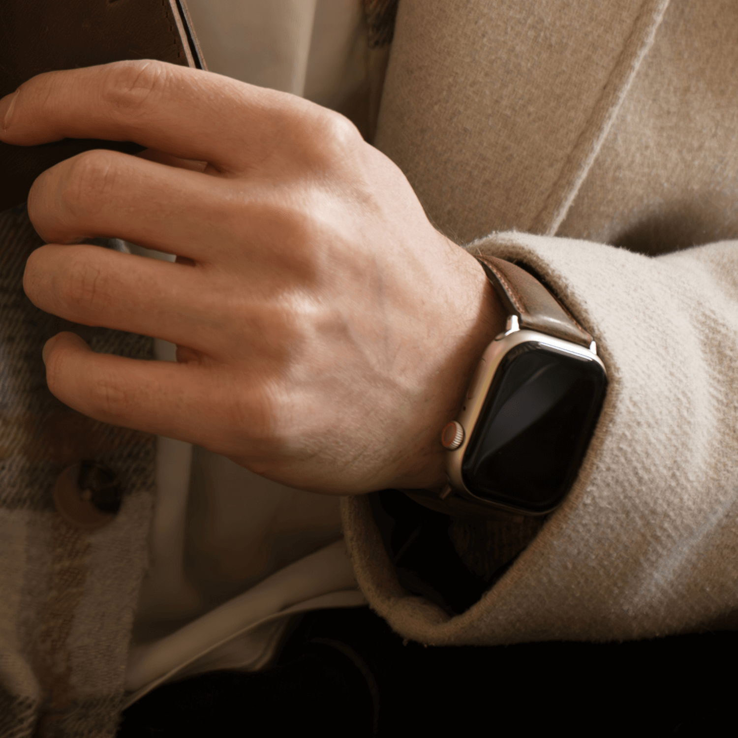 Apple Watch Black Leather Strap - Boston