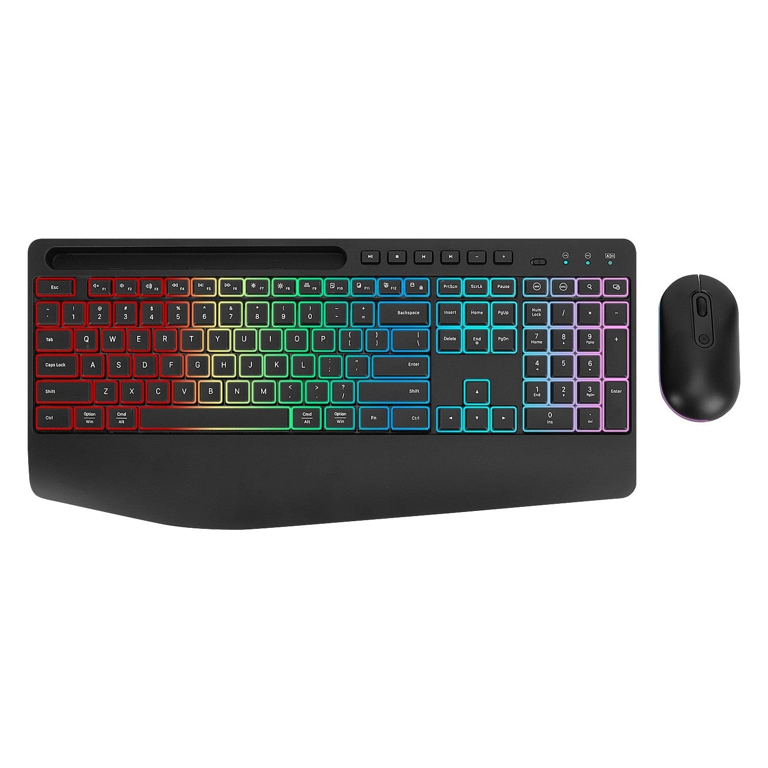 Rechargeable Silent Wireless Keyboard & Mouse Combo - RGB Backlight, Phone Holder