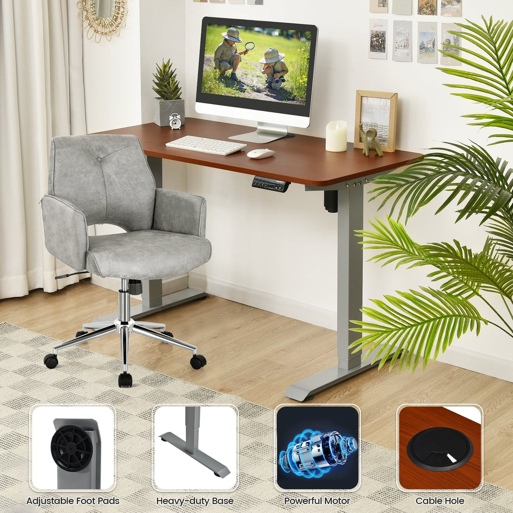 Ergonomic Leather Office Chair with Padded Armrests and Rocking Backrest