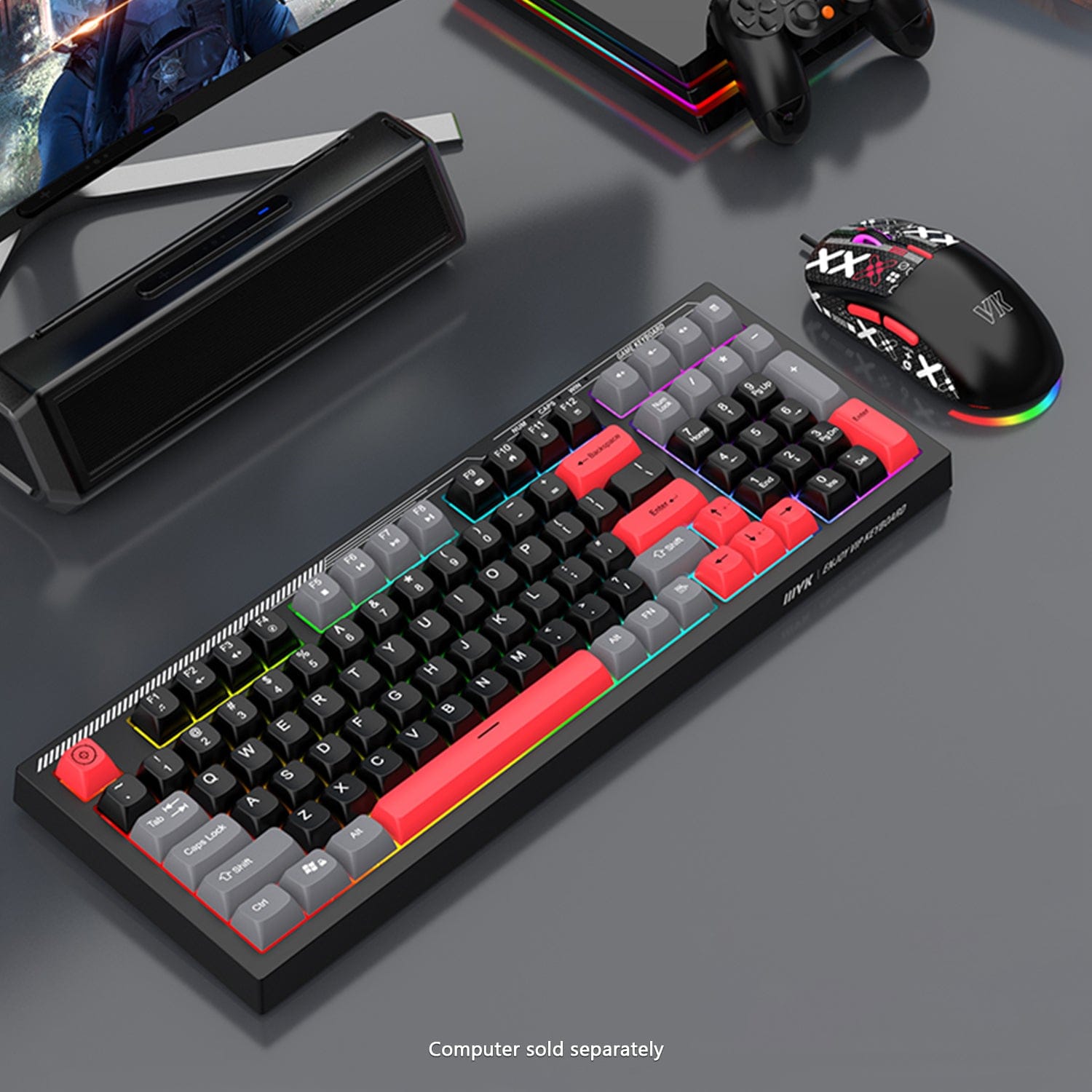 Wired Gaming Keyboard & Mouse Combo - Anti-Ghosting Multi-Key, 7-RGB Backlights