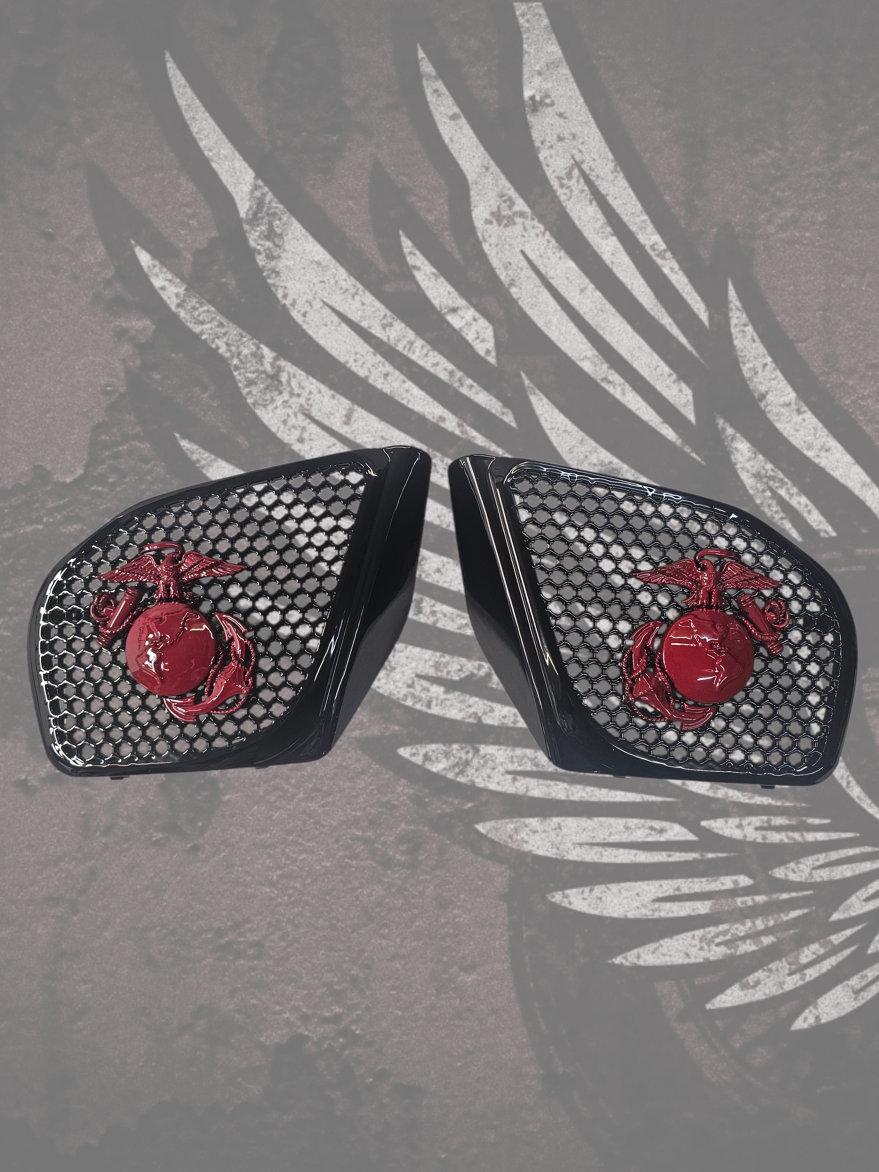 98-2024+ Road Glide 3D USMC speakers grill covers set