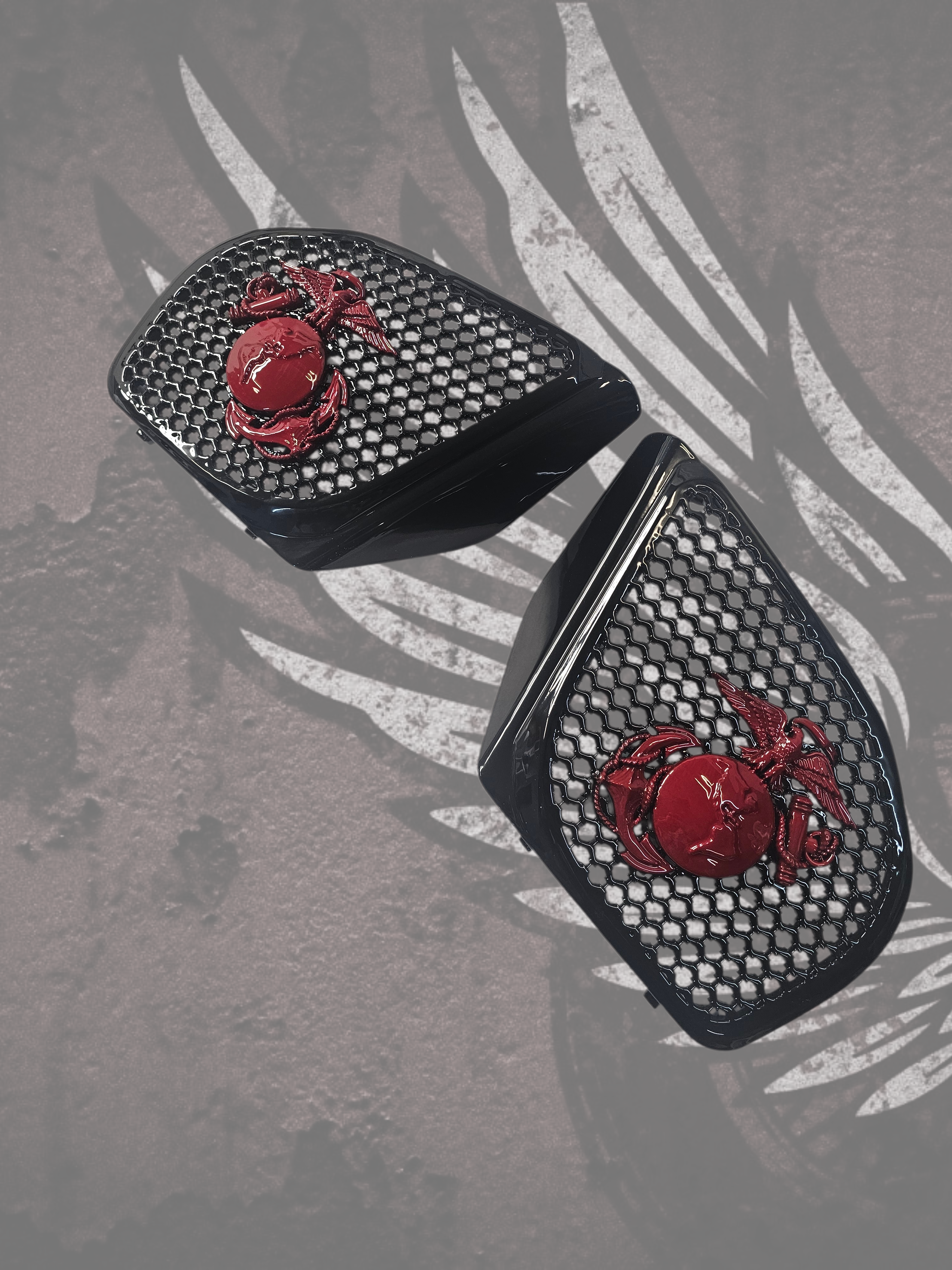 98-2024+ Road Glide 3D USMC speakers grill covers set