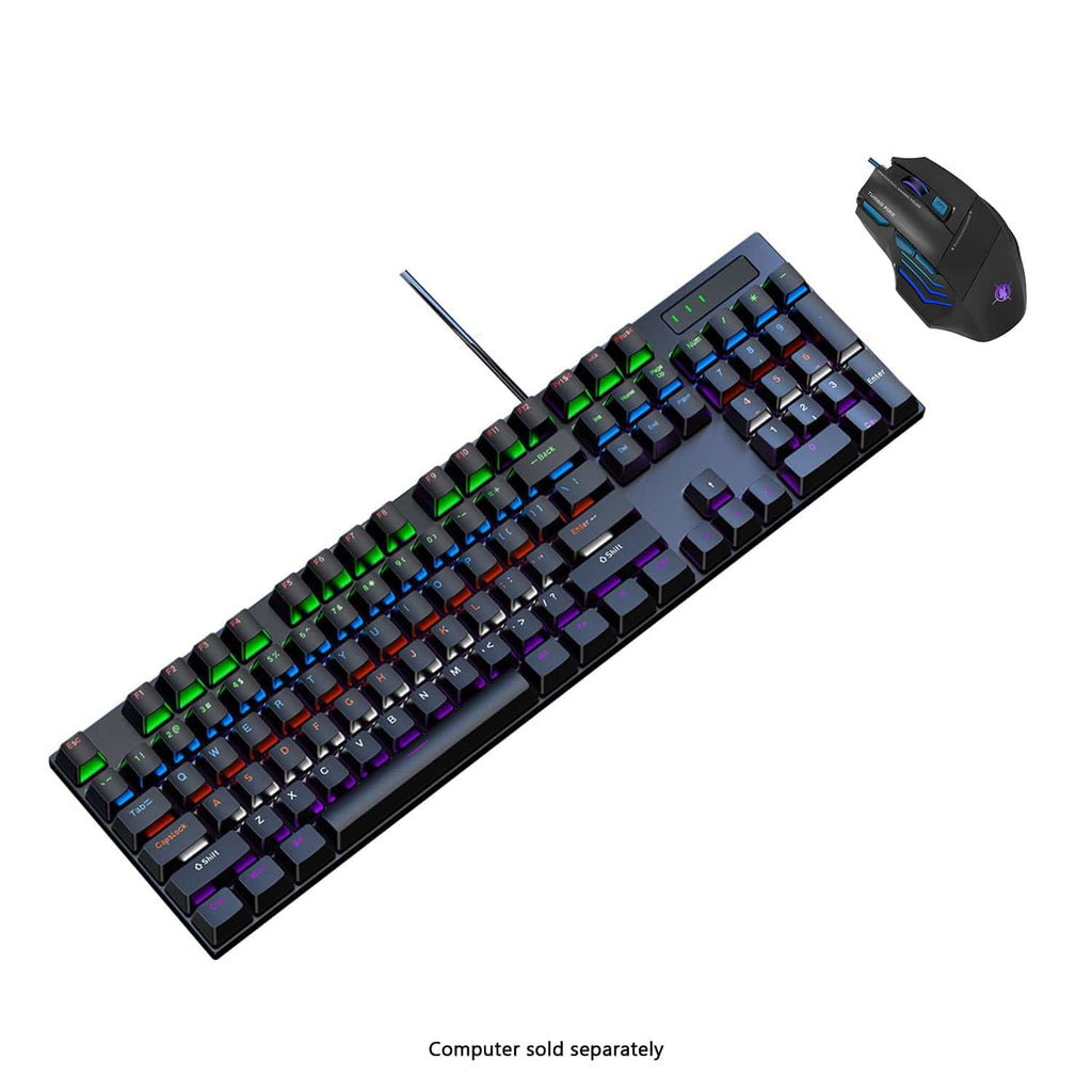 Wired Gaming Keyboard & Mouse Combo - 104-Key Anti-Ghosting RGB Backlight