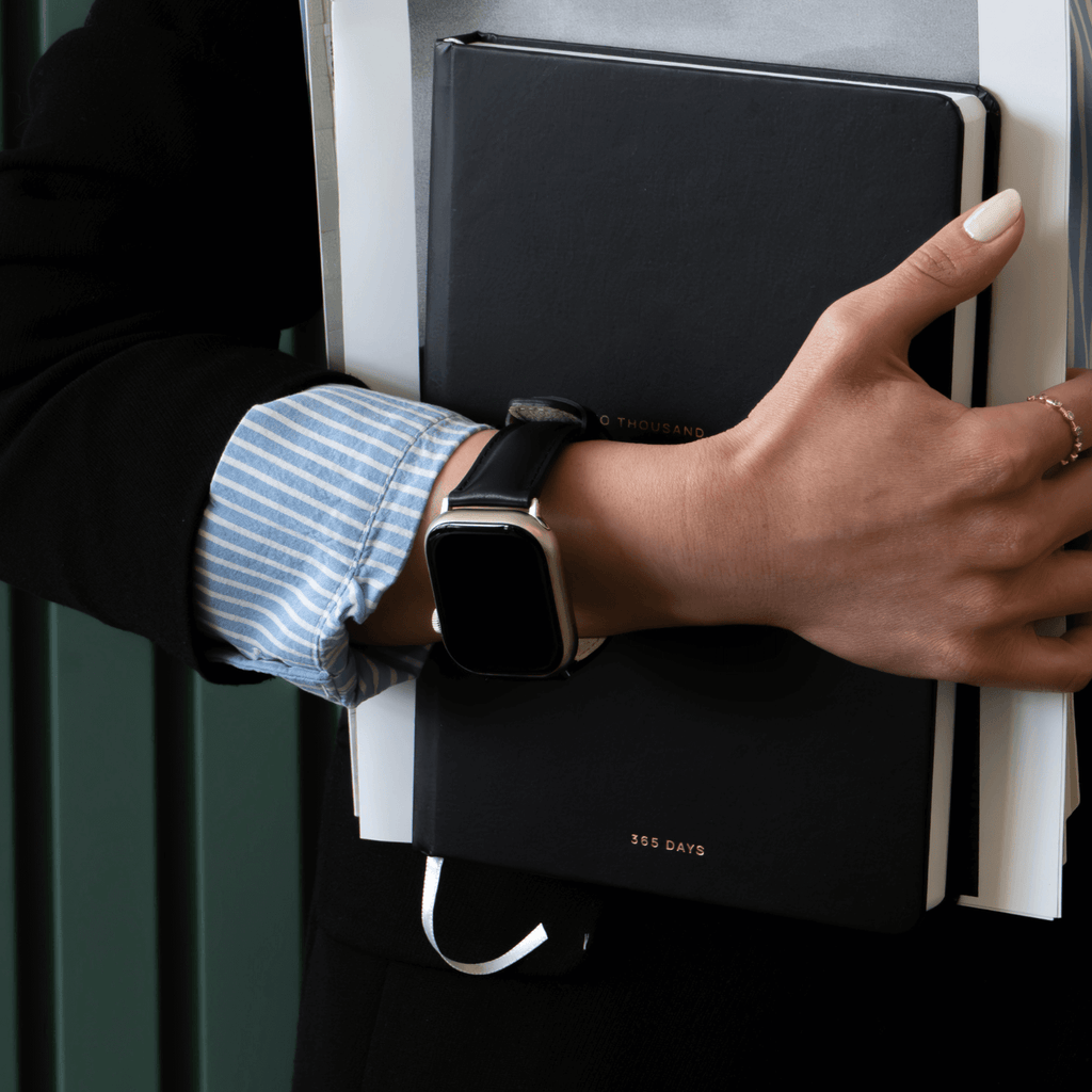 Apple Watch Black Leather Strap - Boston
