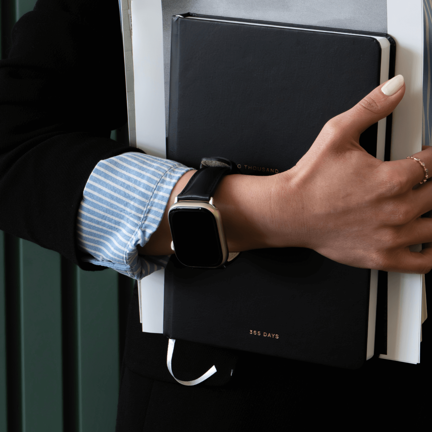 Apple Watch Black Leather Strap - Boston