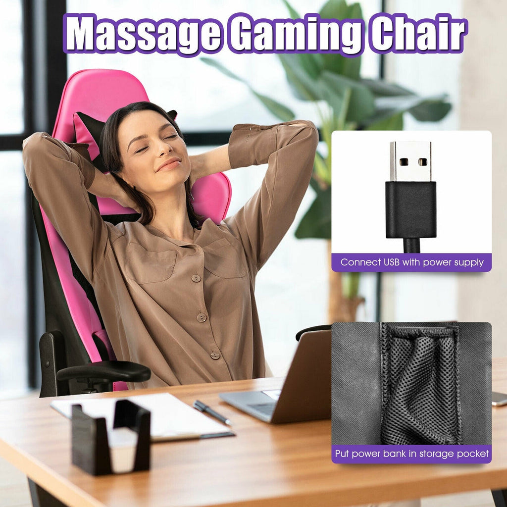 PU Leather Gaming Chair with USB Massage