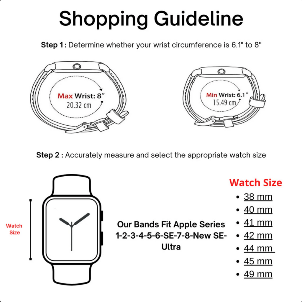 Apple Watch Black Leather Strap - Boston