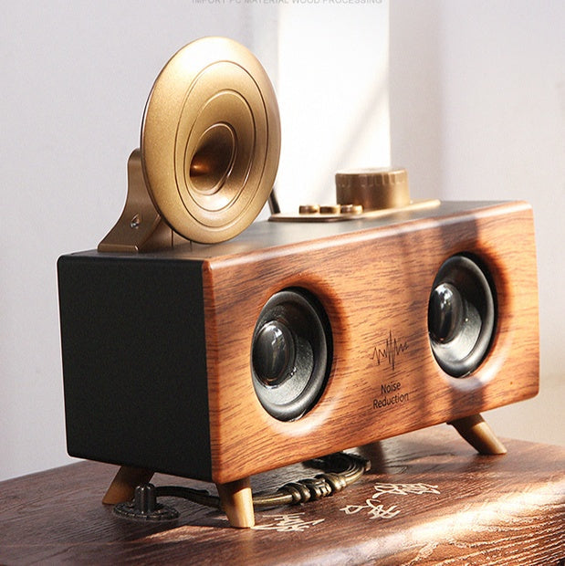 Retro Wood-Grain Bluetooth Speaker with FM Radio