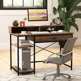 48 Inch Computer Desk with Monitor Stand Drawer and Shelves