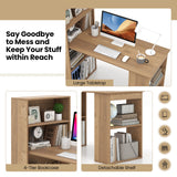 Computer Desk Writing Workstation Office with 6-Tier Storage Shelves