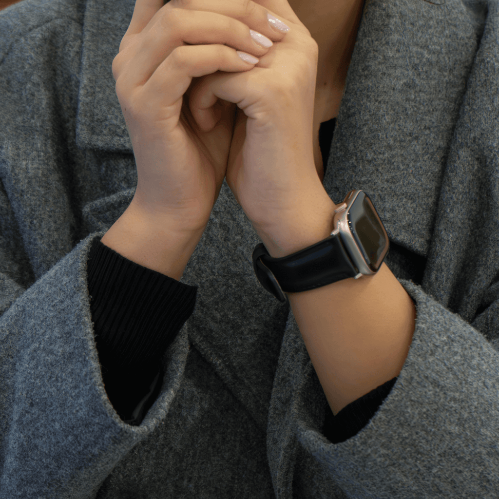 Apple Watch Black Leather Strap - Boston