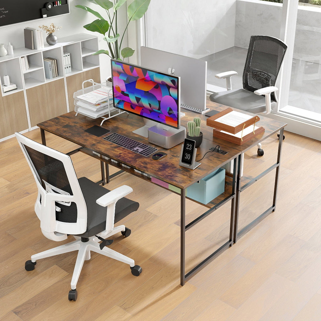 55 x 24 inch Computer Desk with Power Outlets and USB Ports
