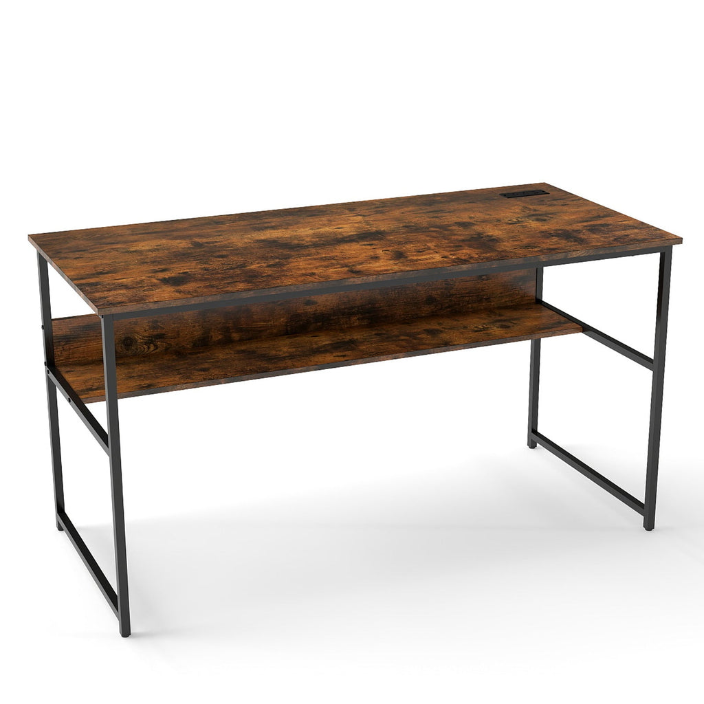 55 x 24 inch Computer Desk with Power Outlets and USB Ports