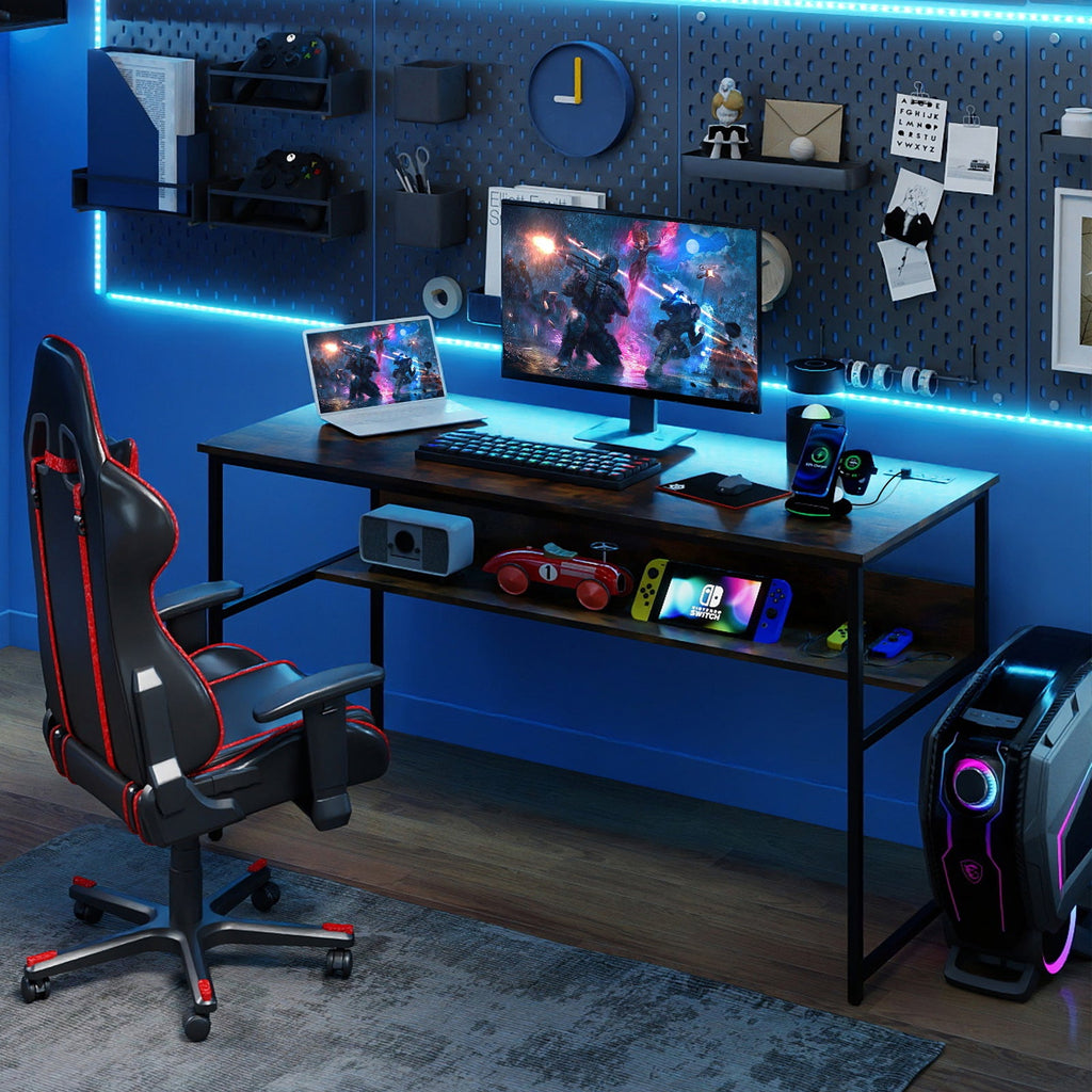 55 x 24 inch Computer Desk with Power Outlets and USB Ports