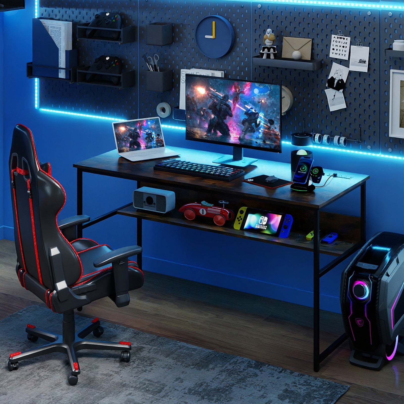 55 x 24 inch Computer Desk with Power Outlets and USB Ports
