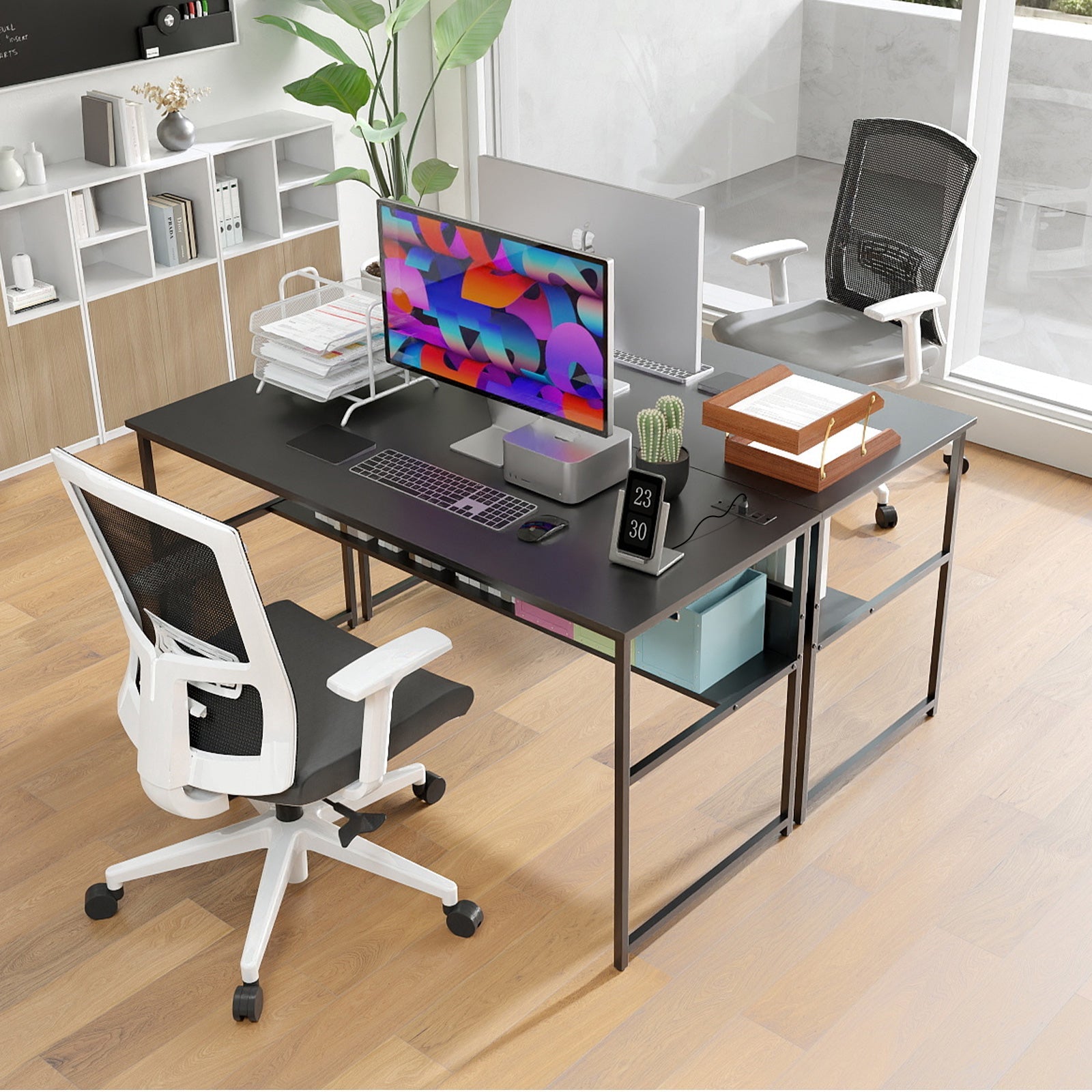 55 x 24 inch Computer Desk with Power Outlets and USB Ports