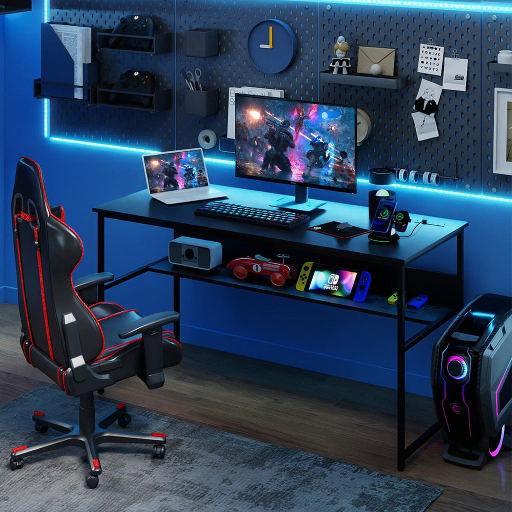 55 x 24 inch Computer Desk with Power Outlets and USB Ports