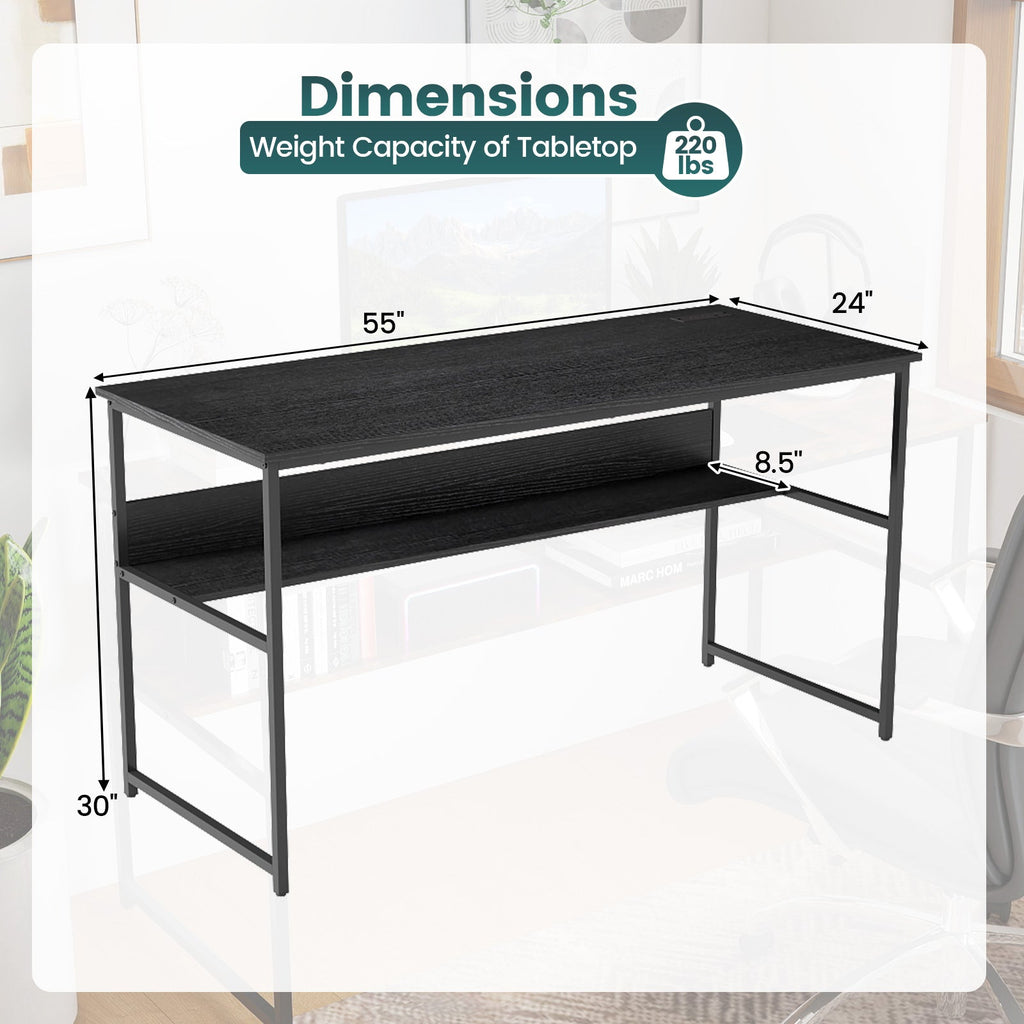 55 x 24 inch Computer Desk with Power Outlets and USB Ports