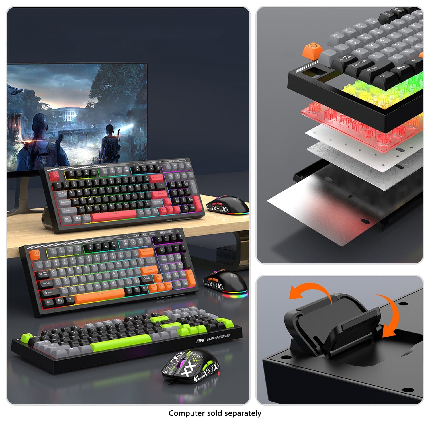 Wired Gaming Keyboard & Mouse Combo - Anti-Ghosting Multi-Key, 7-RGB Backlights