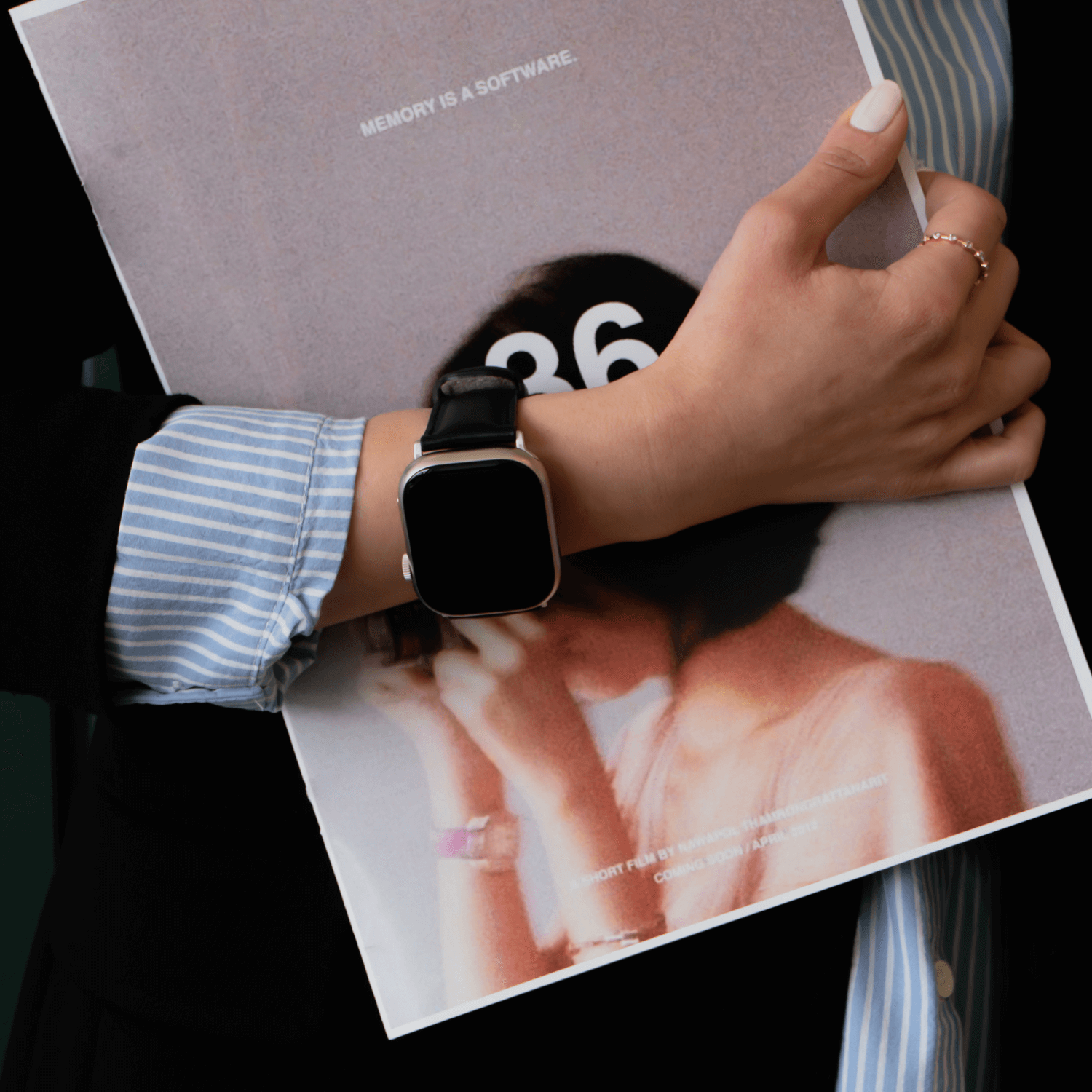 Apple Watch Black Leather Strap - Boston