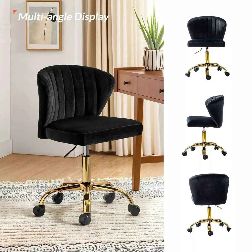 Black Velvet Swivel Office