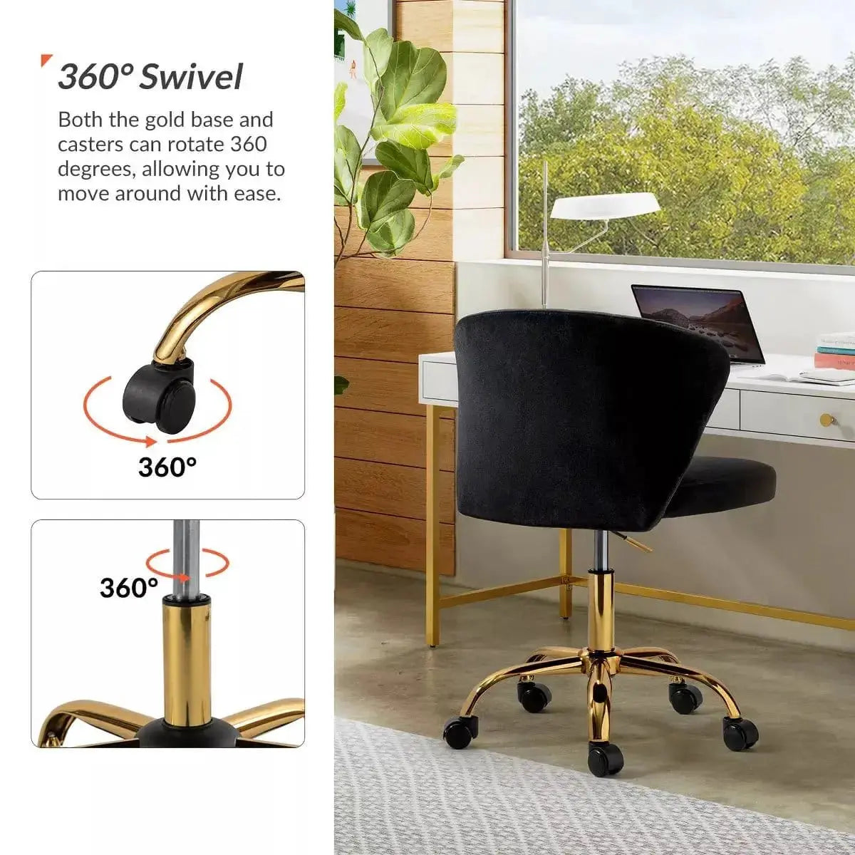 Black Velvet Swivel Office