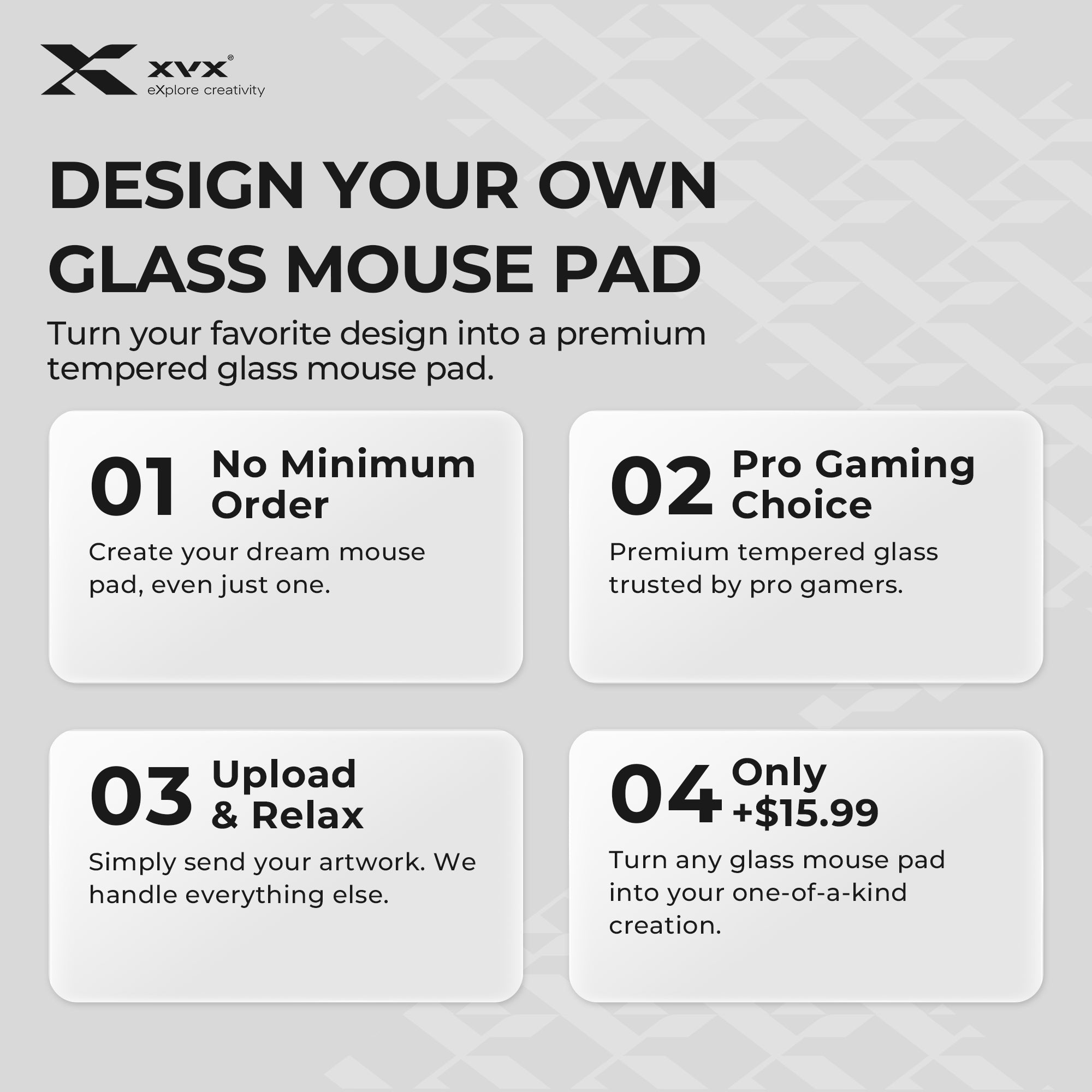 XVX Tempered Glass Mouse Pad for FPS Gaming