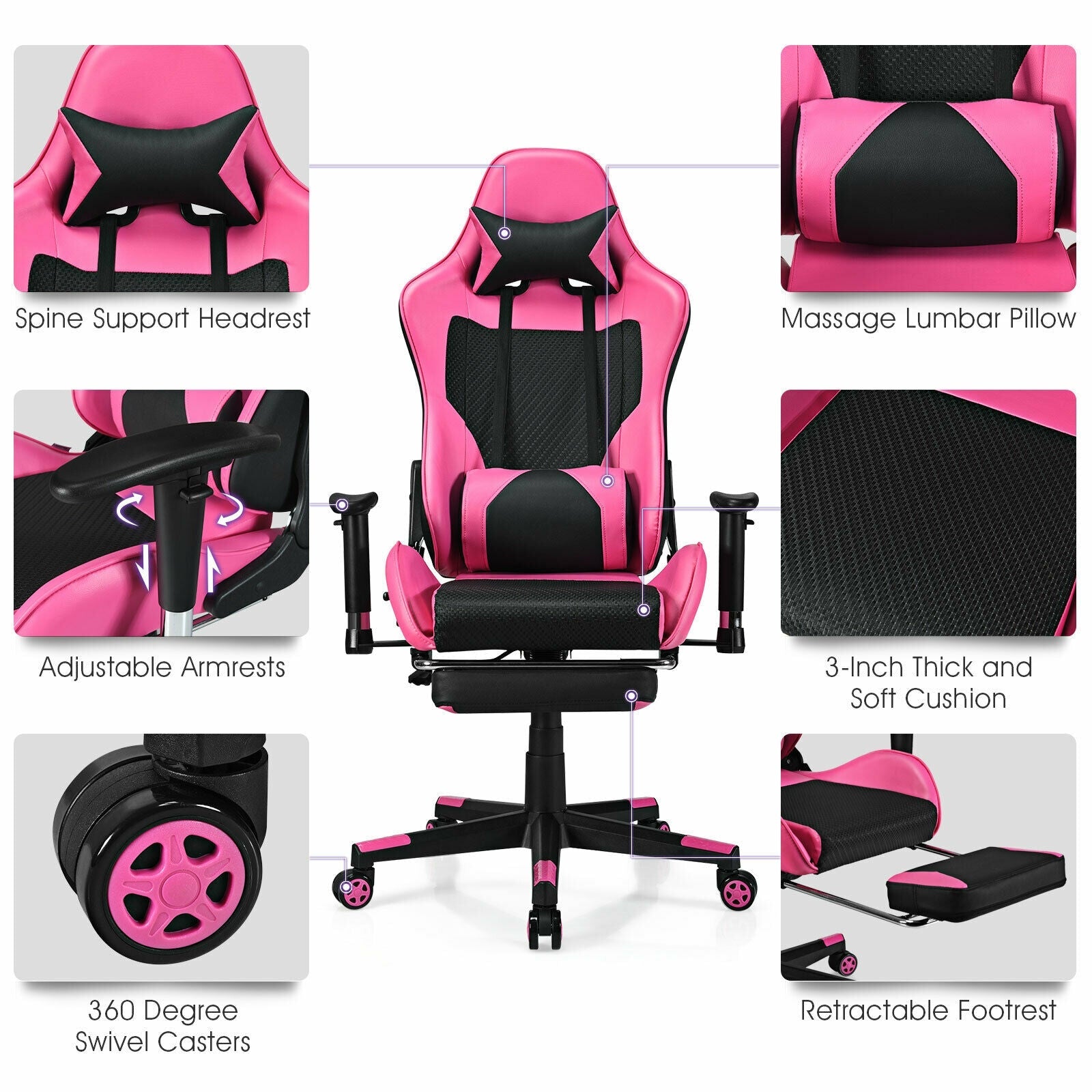 PU Leather Gaming Chair with USB Massage