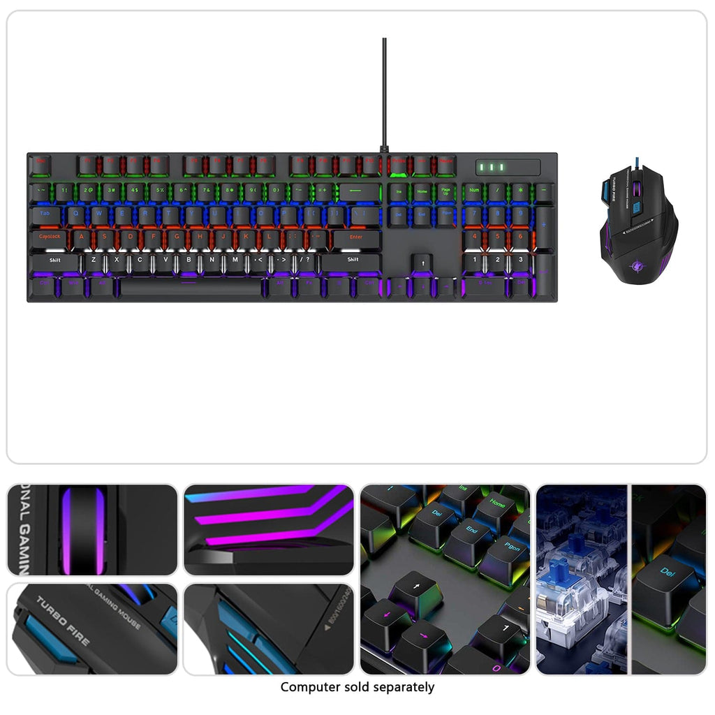 Wired Gaming Keyboard & Mouse Combo - 104-Key Anti-Ghosting RGB Backlight