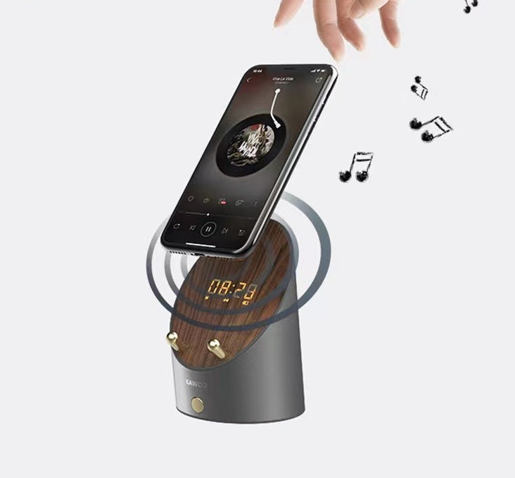 Portable Bluetooth Speaker with Phone Holder & Clock