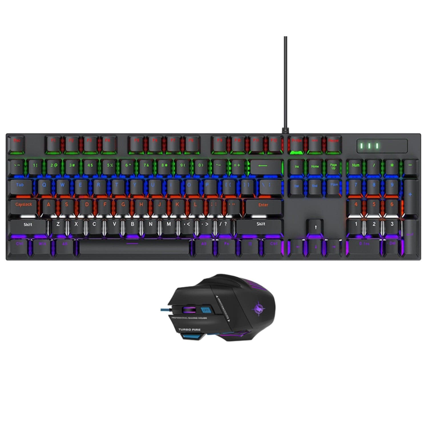 Wired Gaming Keyboard & Mouse Combo - 104-Key Anti-Ghosting RGB Backlight