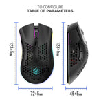 2.4GHz Wireless Gaming Mouse 7 Button 1600 DPI Adjustable RGB Backlit Rechargeable Mouse Lightweight Honeycomb Shell Gamer Mice