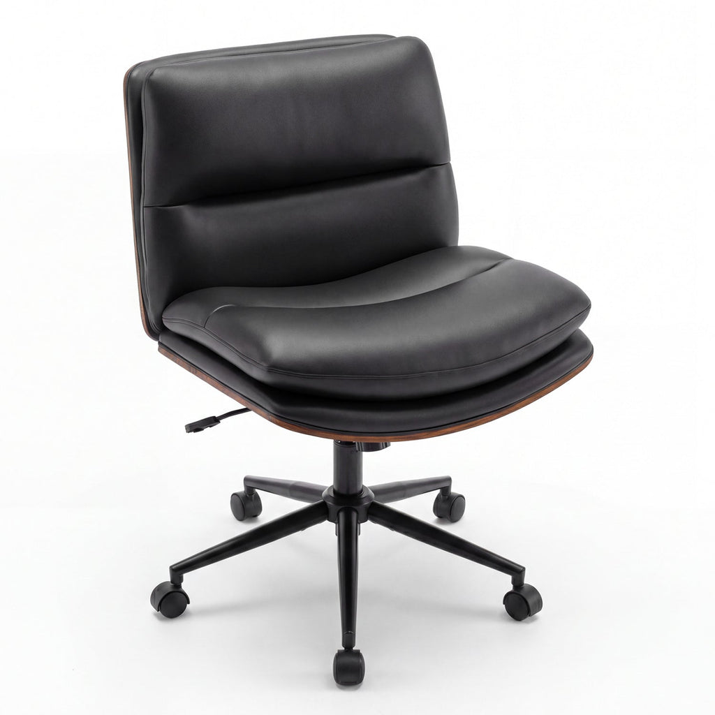 Armless Office Chair with Curved Backrest and Padded Seat