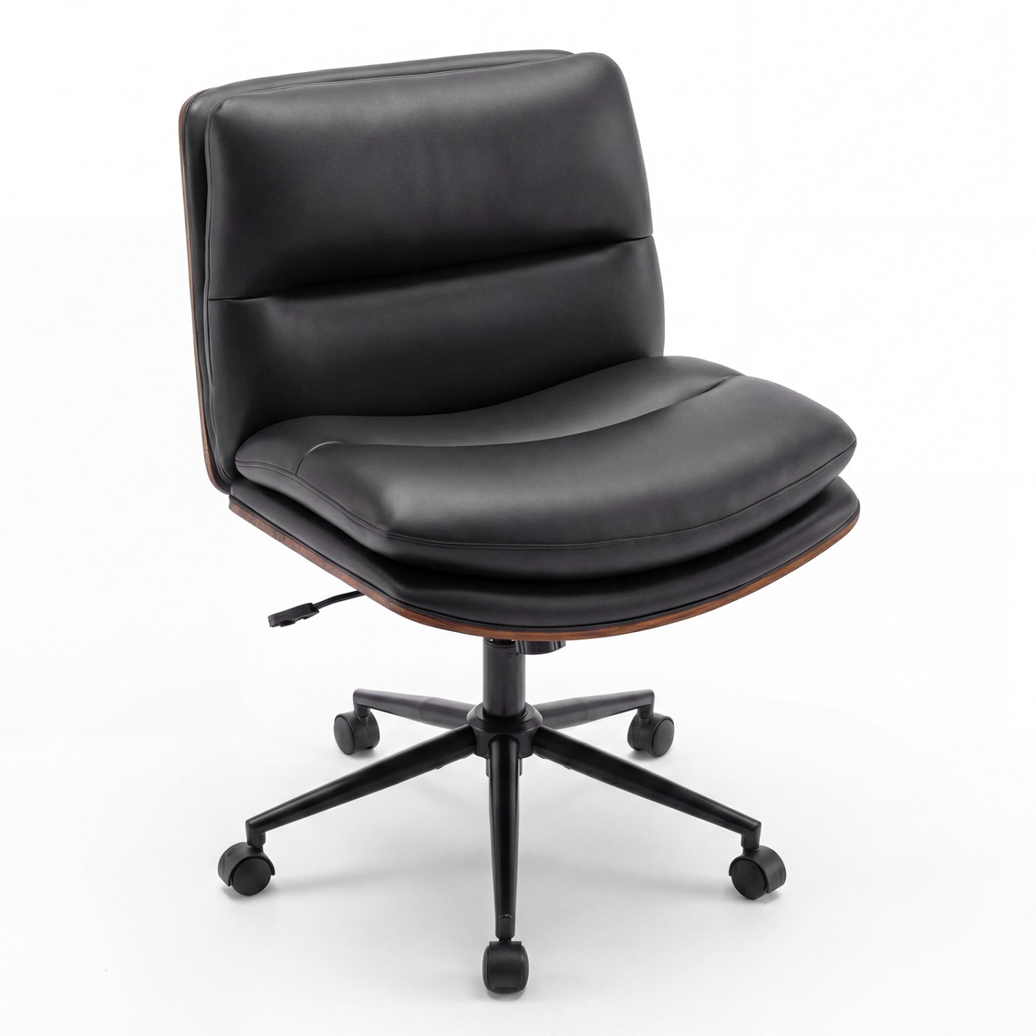Armless Office Chair with Curved Backrest and Padded Seat