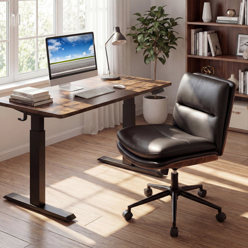 Armless Office Chair with Curved Backrest and Padded Seat