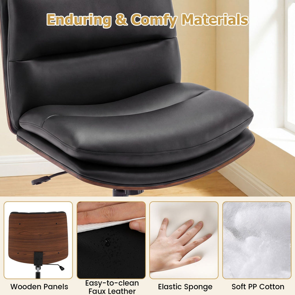 Armless Office Chair with Curved Backrest and Padded Seat