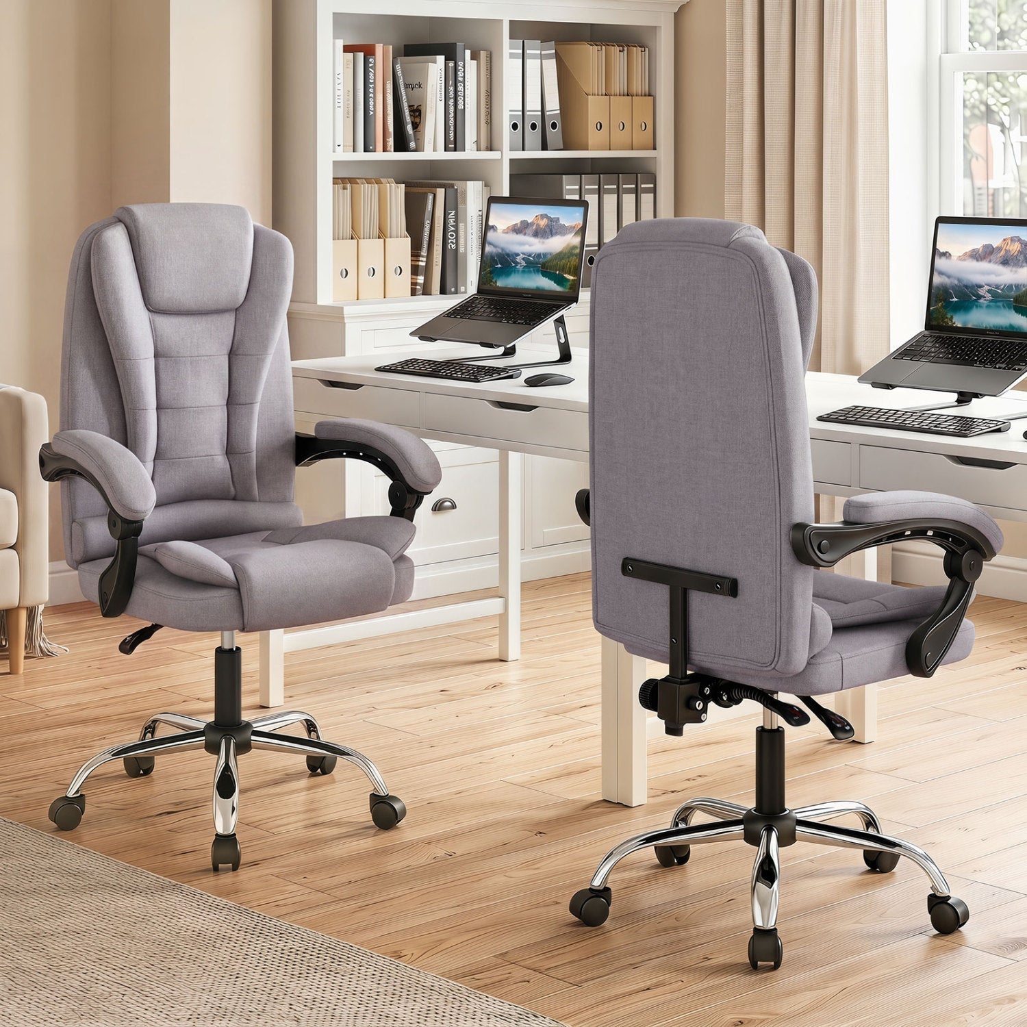 Executive Office Chair with Linkage Armrests & Reclining Back