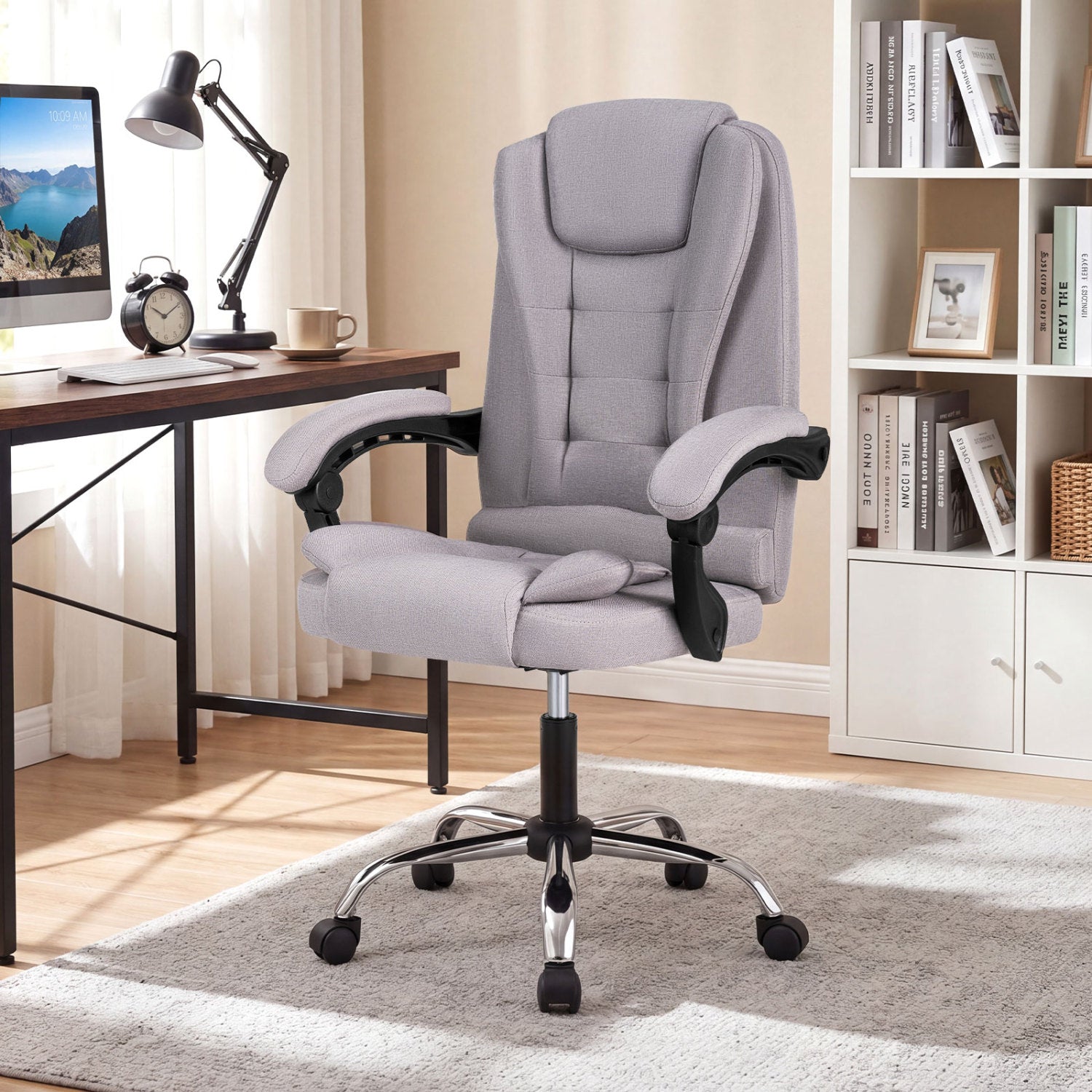 Executive Office Chair with Linkage Armrests & Reclining Back