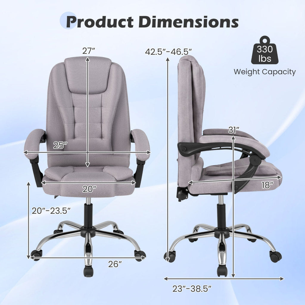 Executive Office Chair with Linkage Armrests & Reclining Back