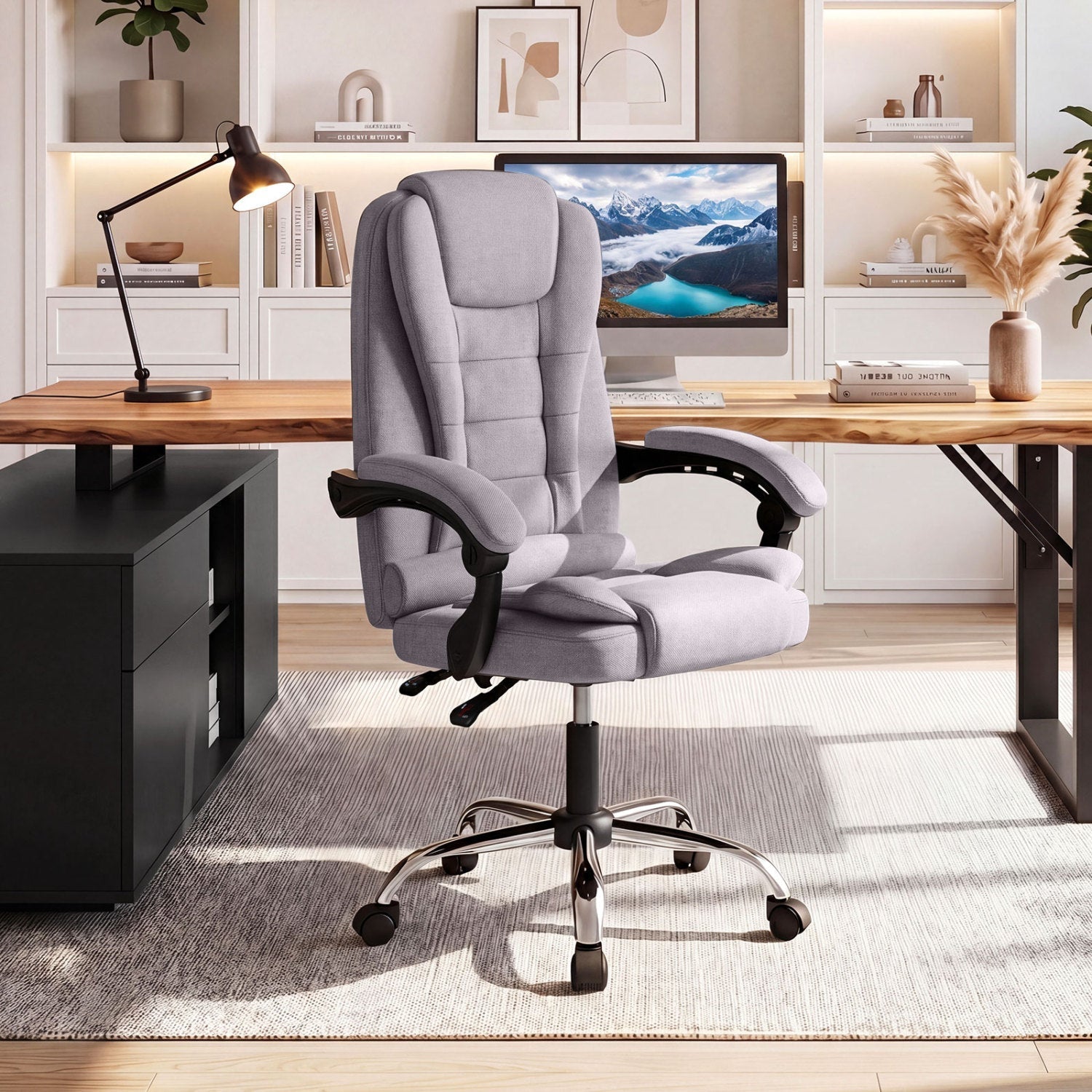 Executive Office Chair with Linkage Armrests & Reclining Back