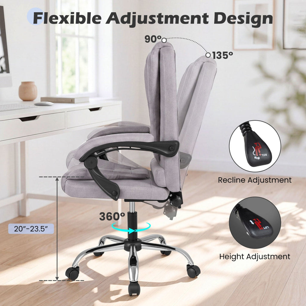 Executive Office Chair with Linkage Armrests & Reclining Back