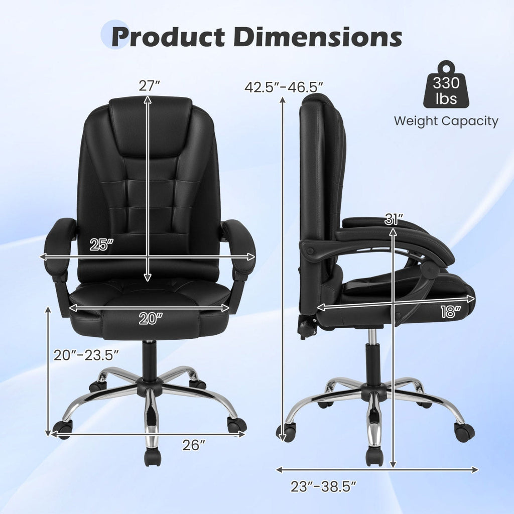 Executive Office Chair with Linkage Armrests & Reclining Back