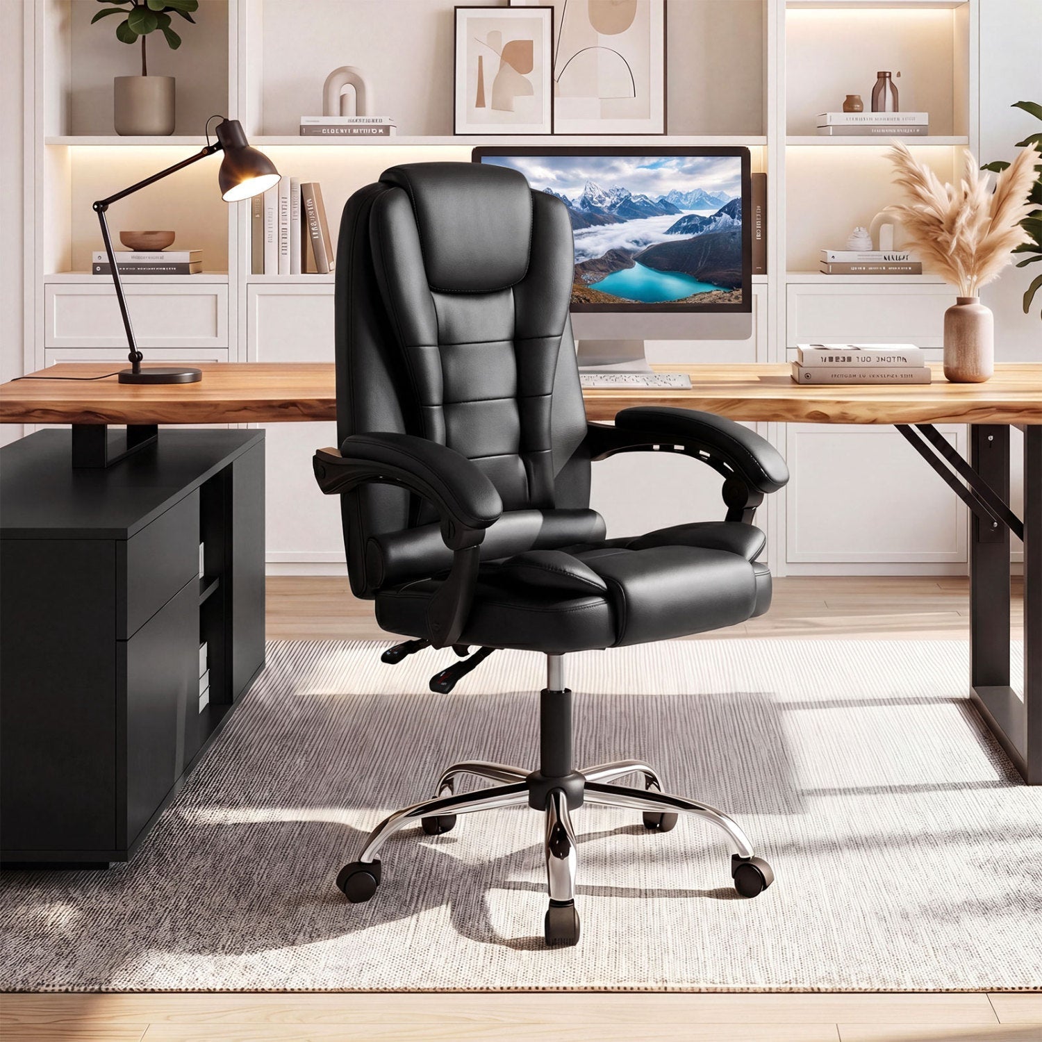 Executive Office Chair with Linkage Armrests & Reclining Back