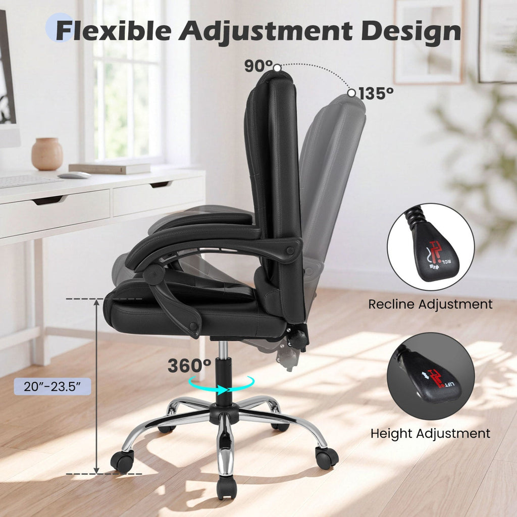 Executive Office Chair with Linkage Armrests & Reclining Back
