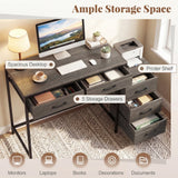 Computer Desk with 5 Drawers and Printer Stand for Bedroom and Small Spaces